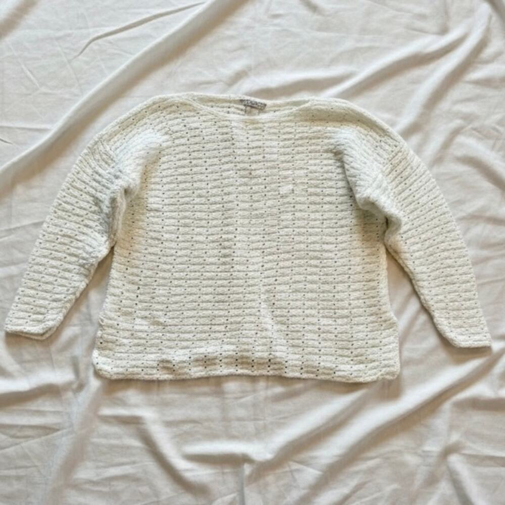 Worlds Apart White Minimalist Knit Sweater Womens Small